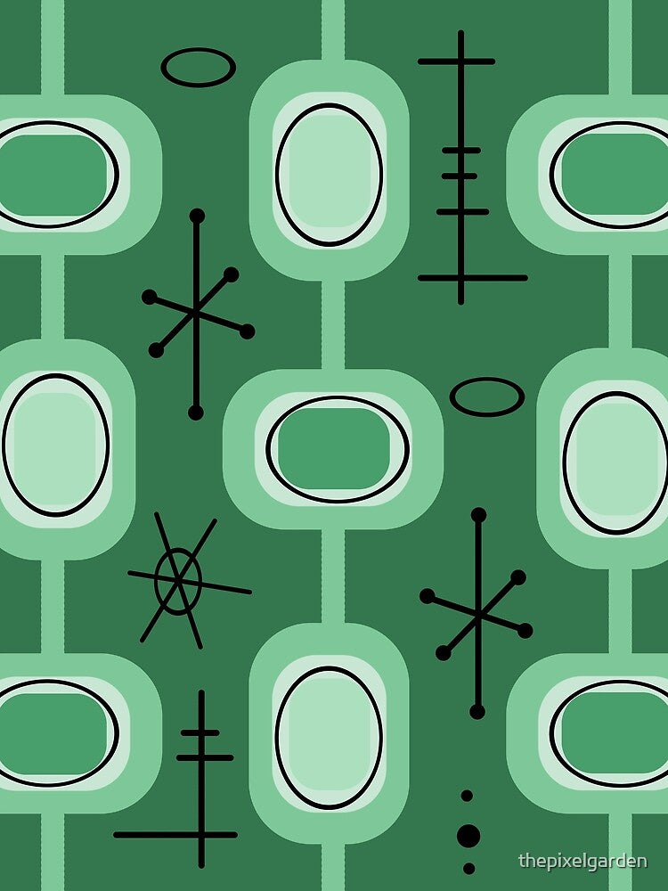 Space Age Geometric Art Forest Green by thepixelgarden