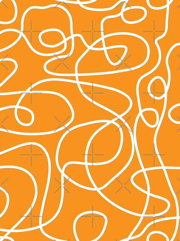 Doodle Line Art Pattern | White on Orange by itsjensworld