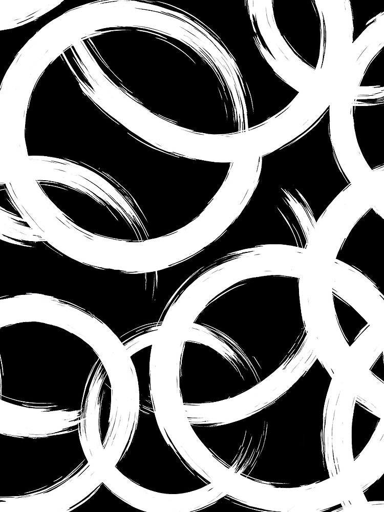 Modern Black and White Abstract Circle Pattern by FestivityFinds
