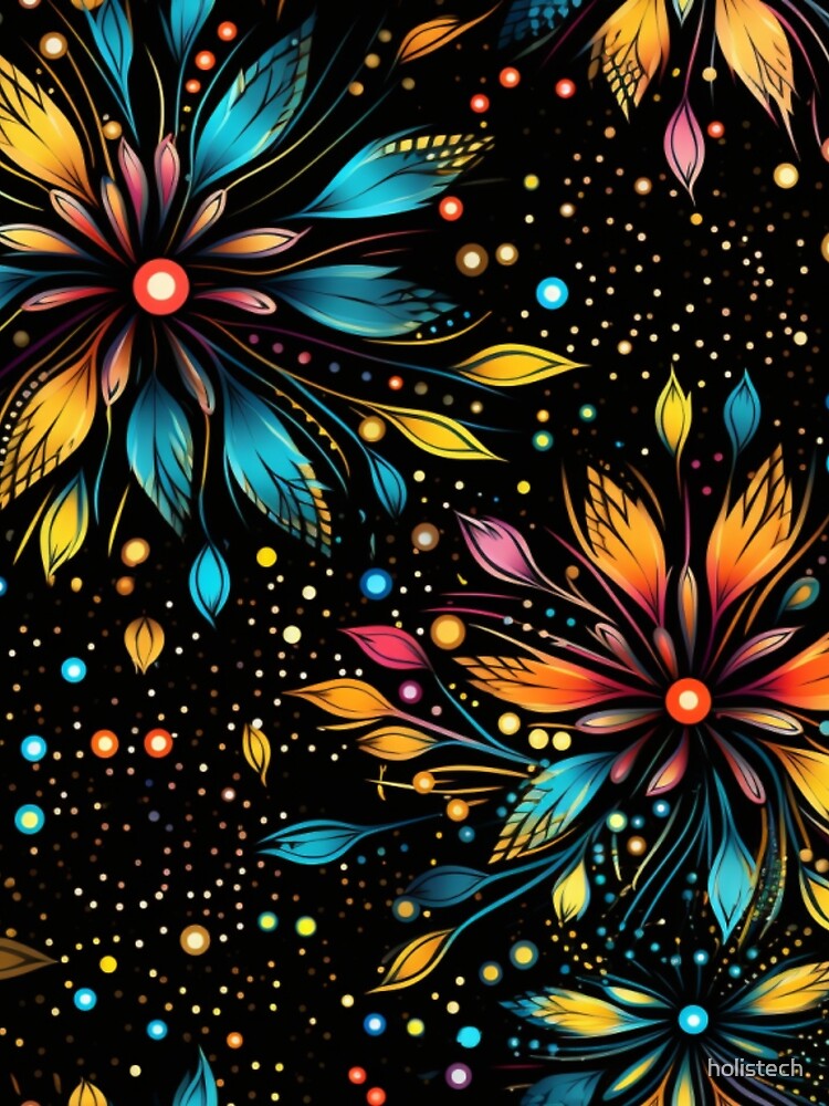 Neon Blooms in the Night: Seamless Pattern of Vibrant Flowers by holistech