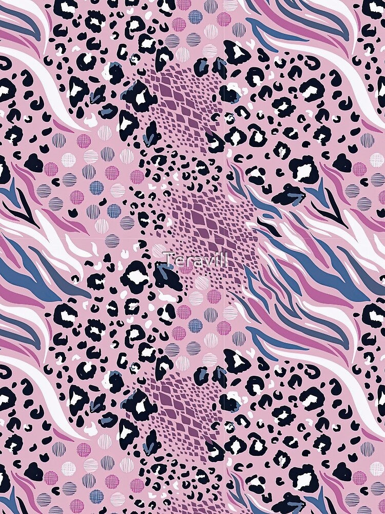 Pastel Mix Animal Skin Pattern by Teravill Unisex , , , Long Sleeve Tee