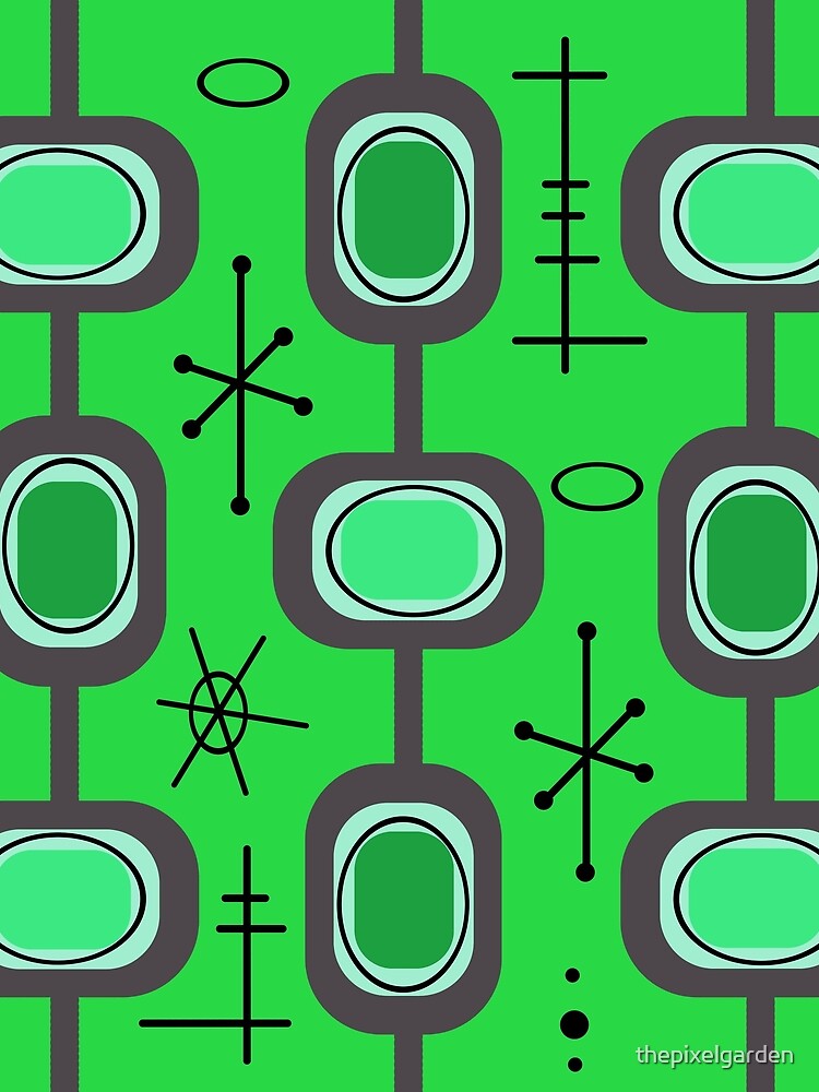 Space Age Geometric Art Green by thepixelgarden