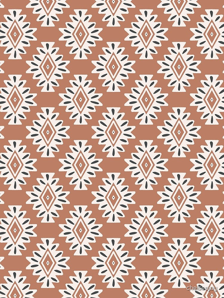 abstract aztec geometric - terracotta by Chelsea Jay