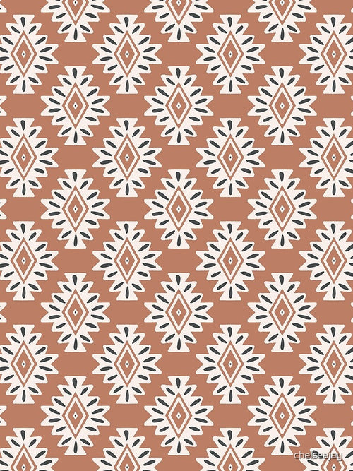 abstract aztec geometric - terracotta by Chelsea Jay