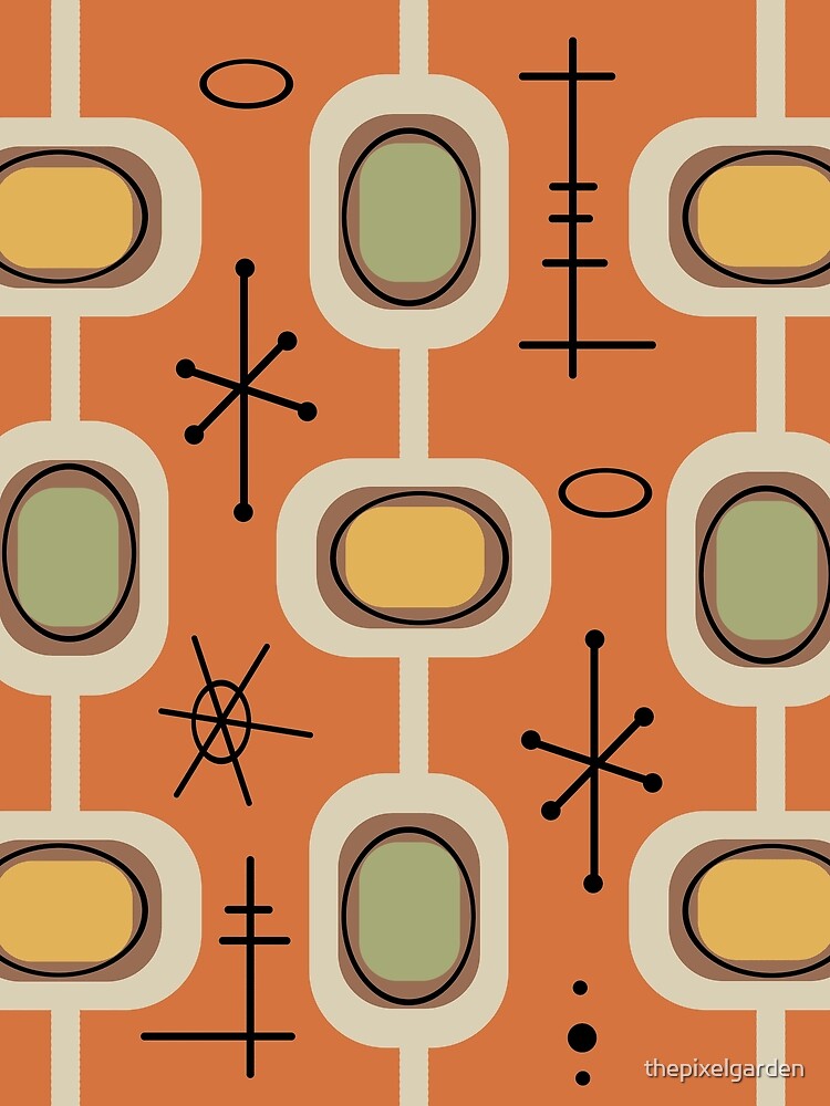 Space Age Geometric Art Multicolored Orange by thepixelgarden