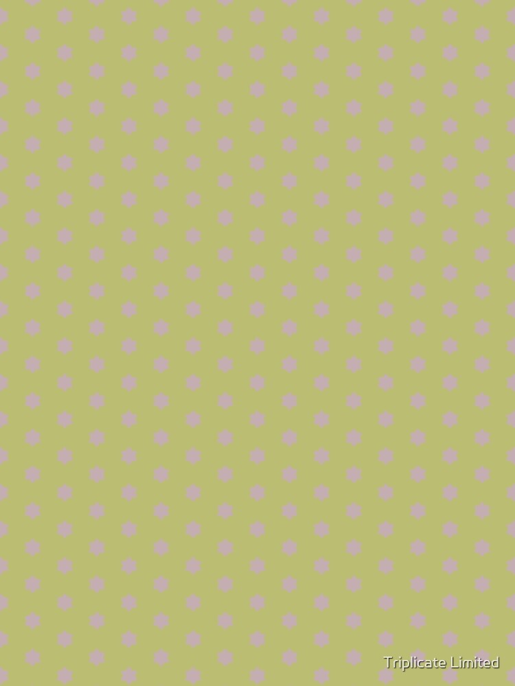 Geometric Warm Neutrals Burnished Lilac Six Pointed Stars On Green Banana by Triplicate Limited