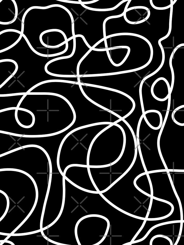Doodle Line Art Pattern | White on Black by itsjensworld