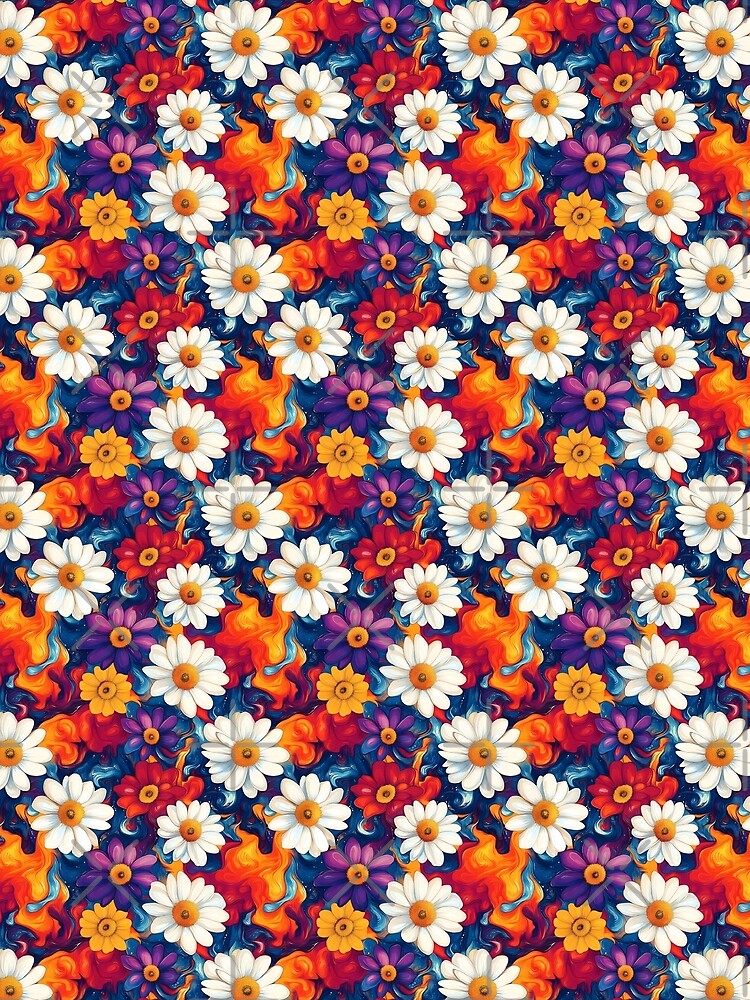Psychedelic Floral Swirl Seamless Pattern by VoyteksDesigns