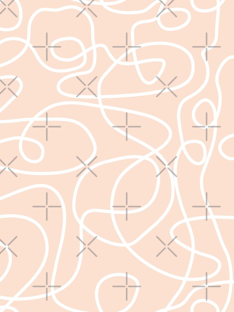 Doodle Line Art Pattern | White on Peach by itsjensworld