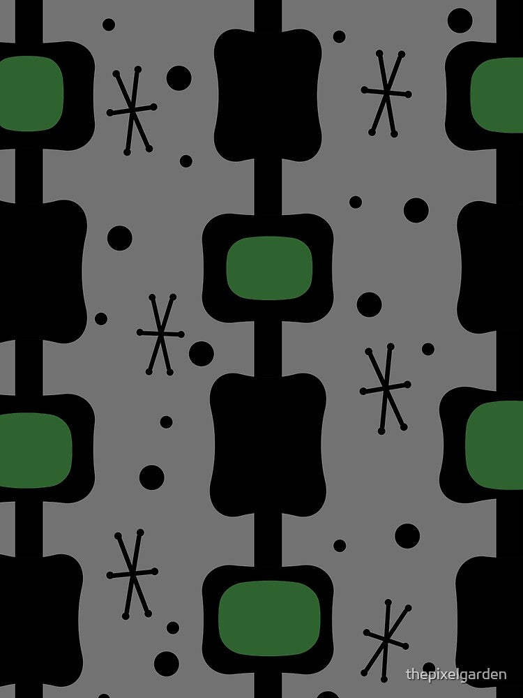 Retro Mid Mod Columns Boxes Forest Green by thepixelgarden