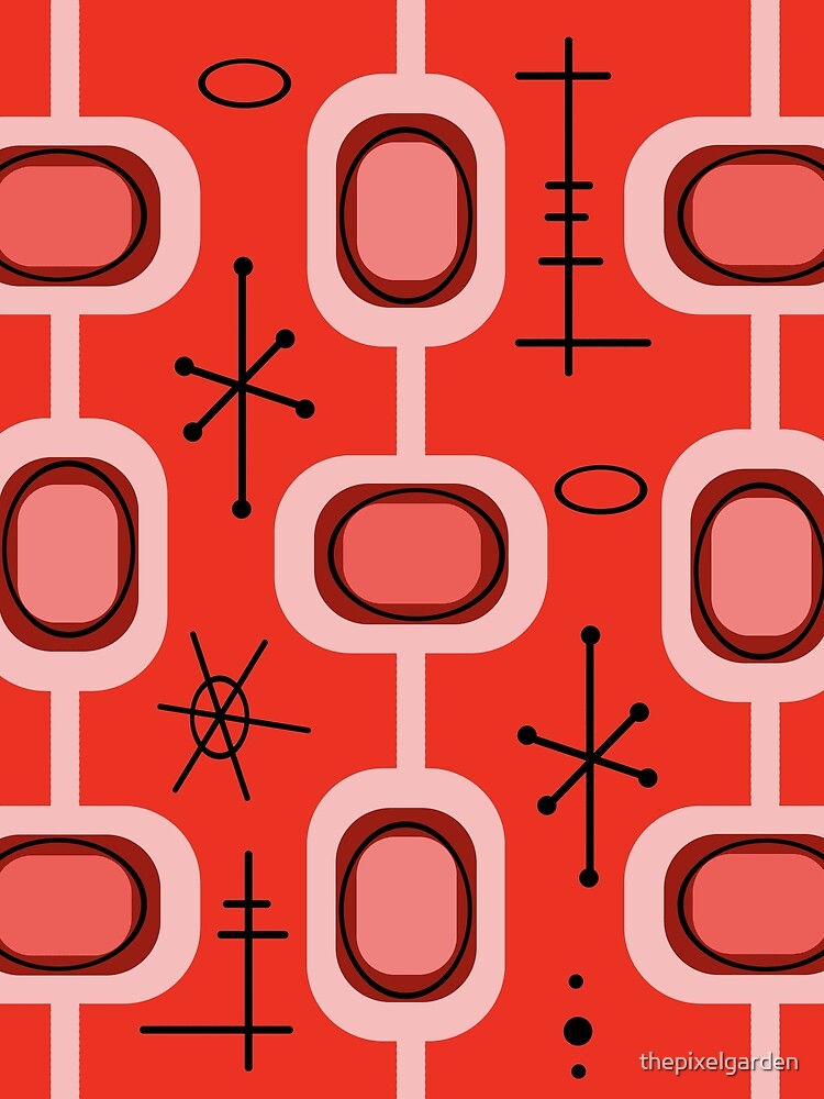 Space Age Geometric Art Bright Red by thepixelgarden