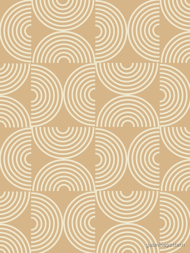 Mid Century Modern Concentric Half Circles in Beige and Tan by Yasminepatterns