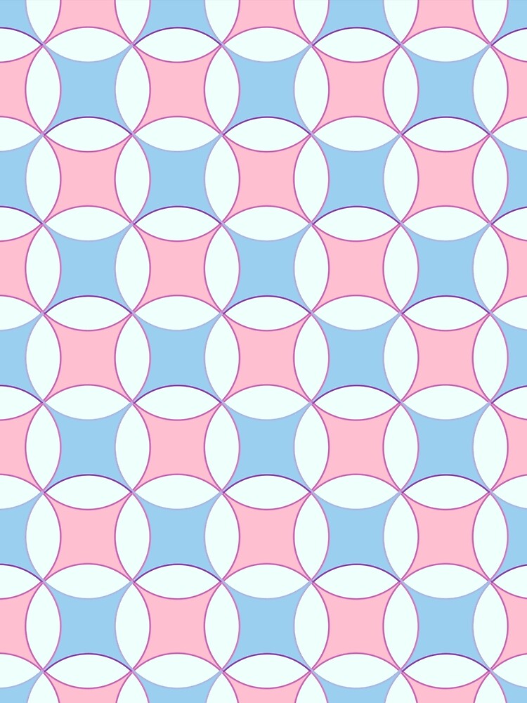Seamless Geometric Circle Pattern in Pastel Pink Blue and Mint Background by Studiohgood
