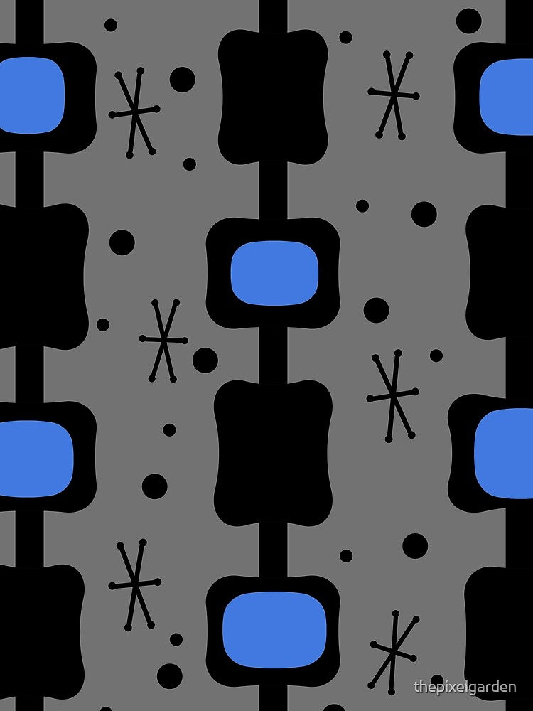 Retro Mid Mod Columns Boxes Blue by thepixelgarden