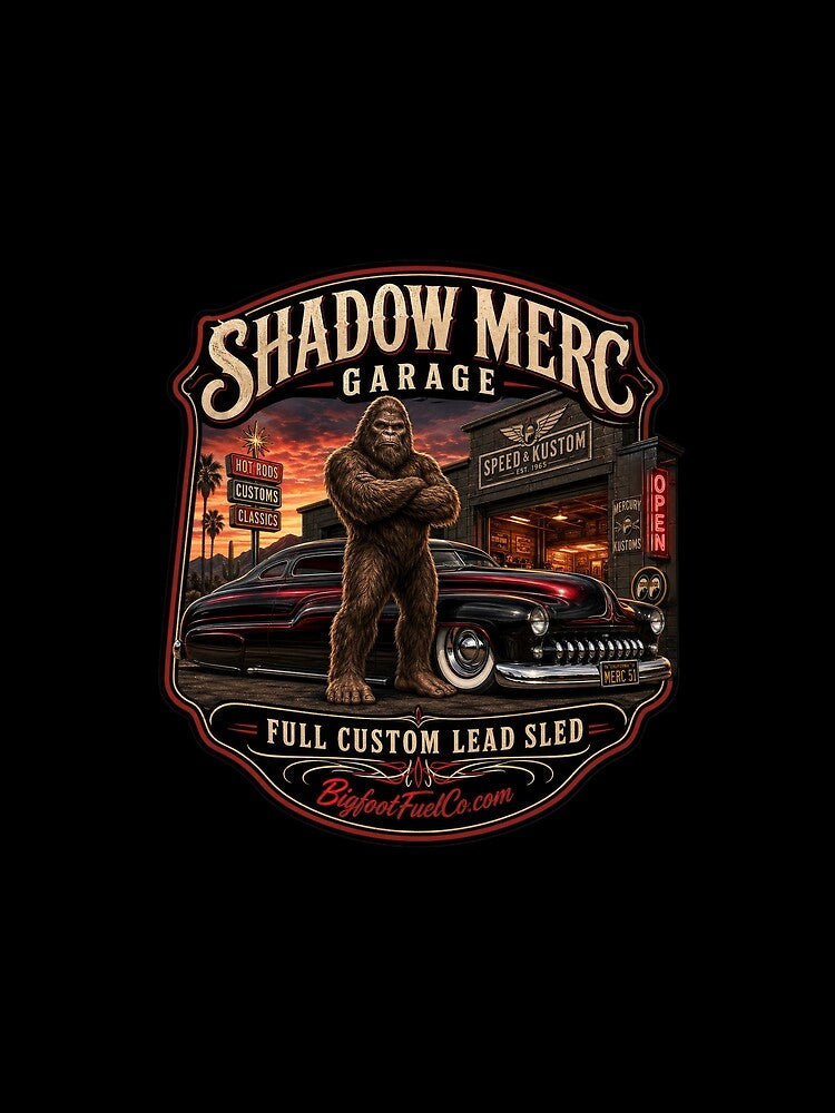 Shadow Merc Garage Bigfoot Mercury Lead Sled by Bigfoot Fuel Co Unisex , , , Long Sleeve Tee
