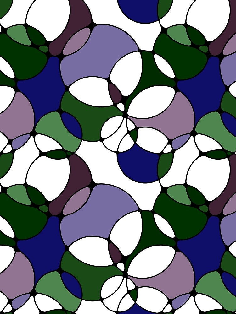 Neurographic Joy Abstract Overlapping Shapes Blue Green Purple by thecolorbirdie