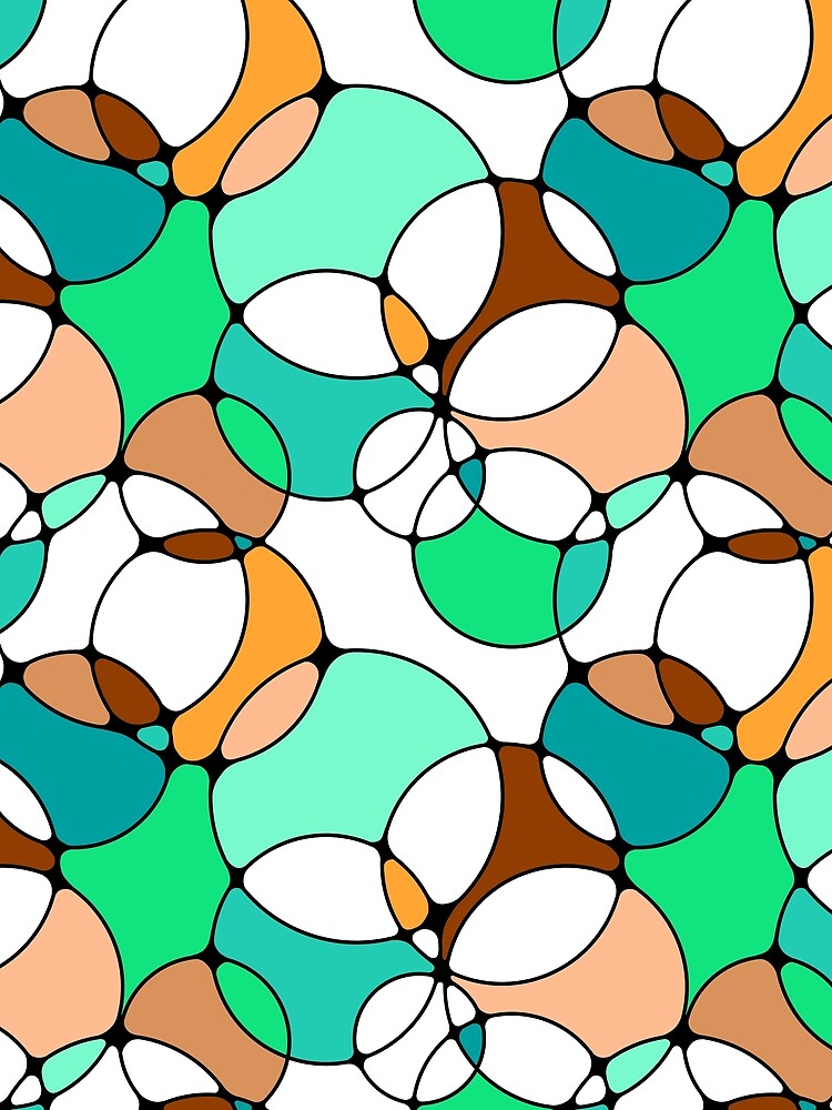 Neurographic Joy Abstract Overlapping Shapes Green Orange Peach Brown by thecolorbirdie