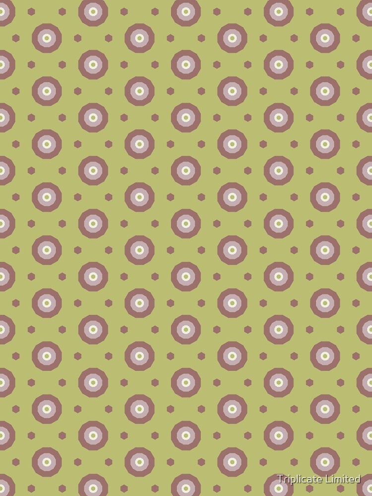 Geometric Warm Neutrals Colorful Bullseyes And Hexagons by Triplicate Limited