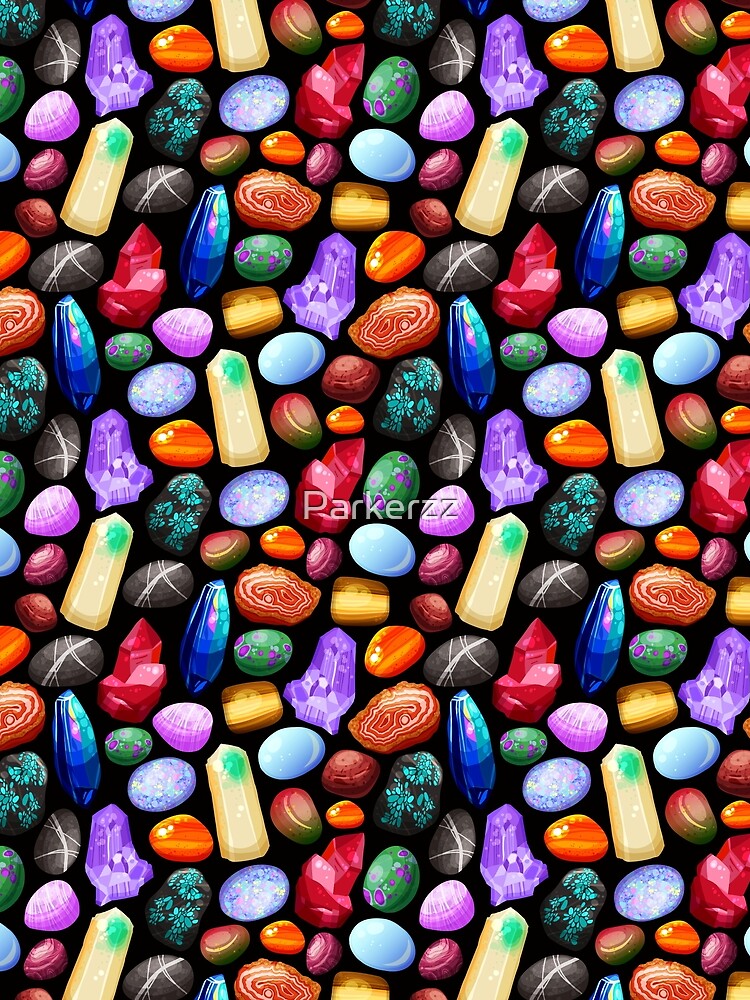 Colorful Crystal Quartz Gemstone Seamless Pattern Art by Parkerzz
