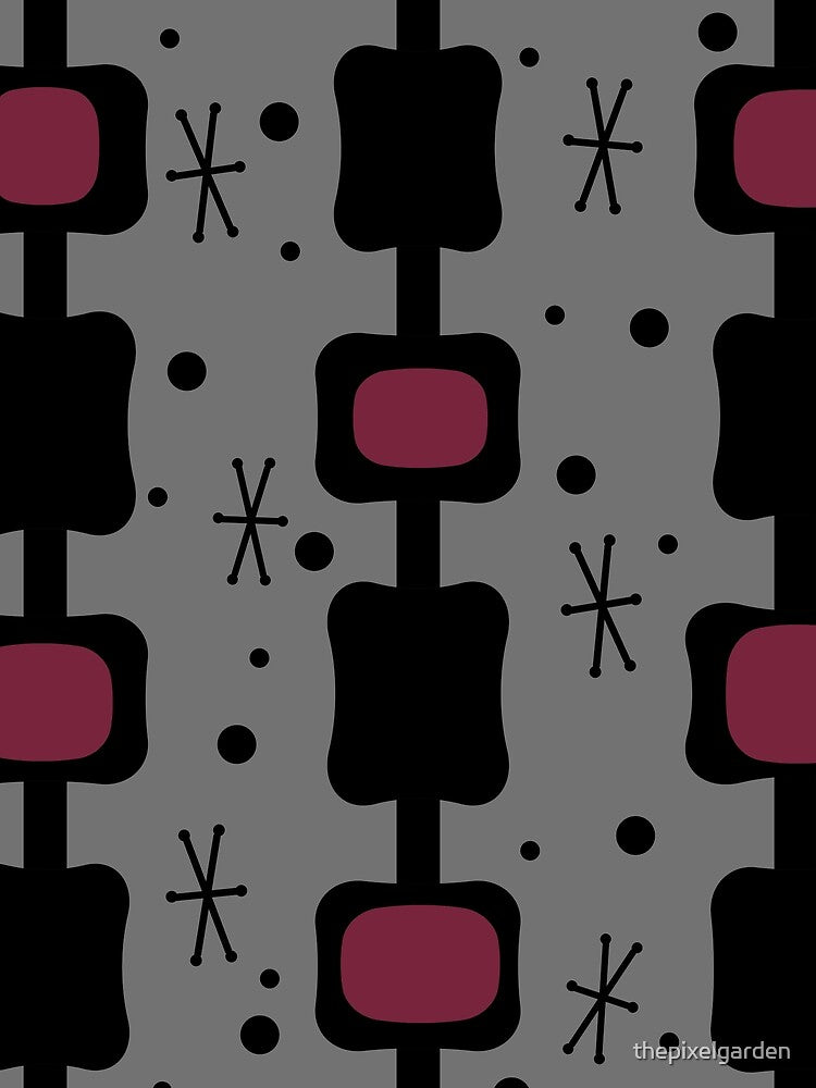 Retro Mid Mod Columns Boxes Maroon by thepixelgarden