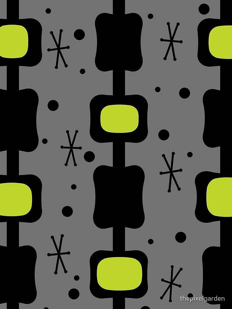 Retro Mid Mod Columns Boxes Chartreuse by thepixelgarden
