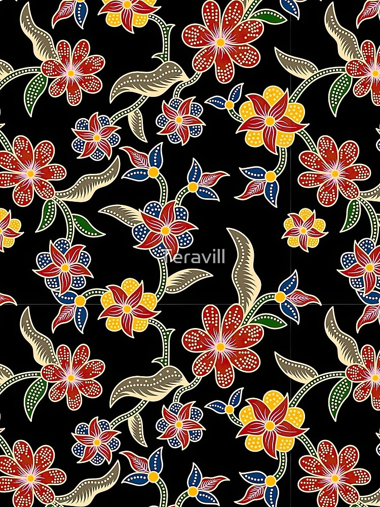 Batik Floral Pattern by Teravill Unisex , , , Long Sleeve Tee