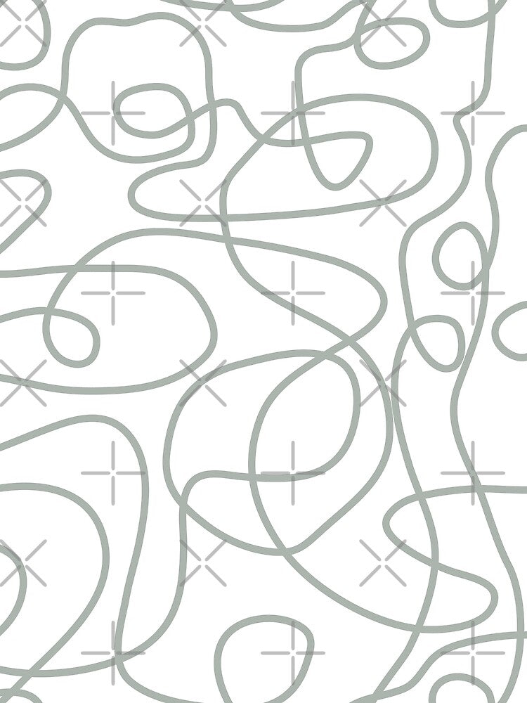 Doodle Line Art Pattern | Medium Gray Green on White by itsjensworld