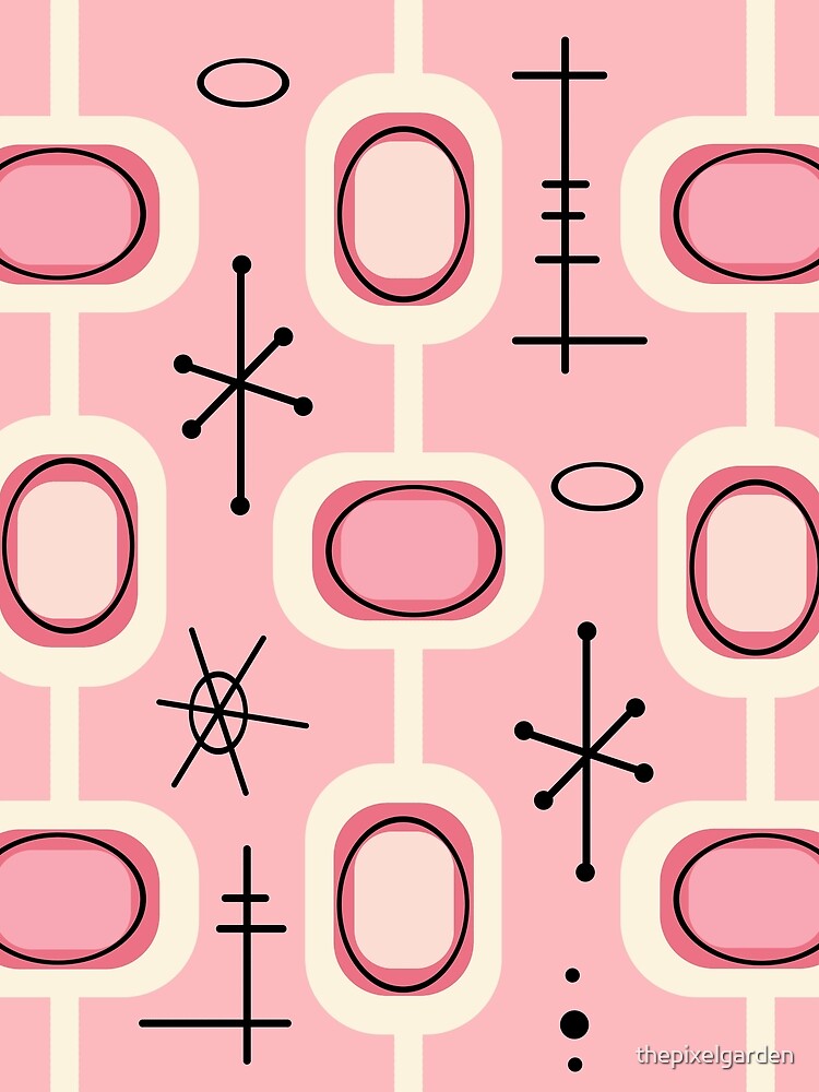 Space Age Geometric Art Pink Vanilla 1 by thepixelgarden