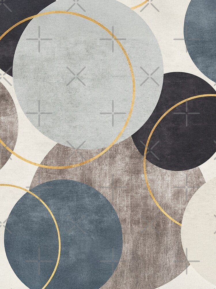 Neutral Minimalist Geometric Circles Gold Accent Japandi by CharmedVille