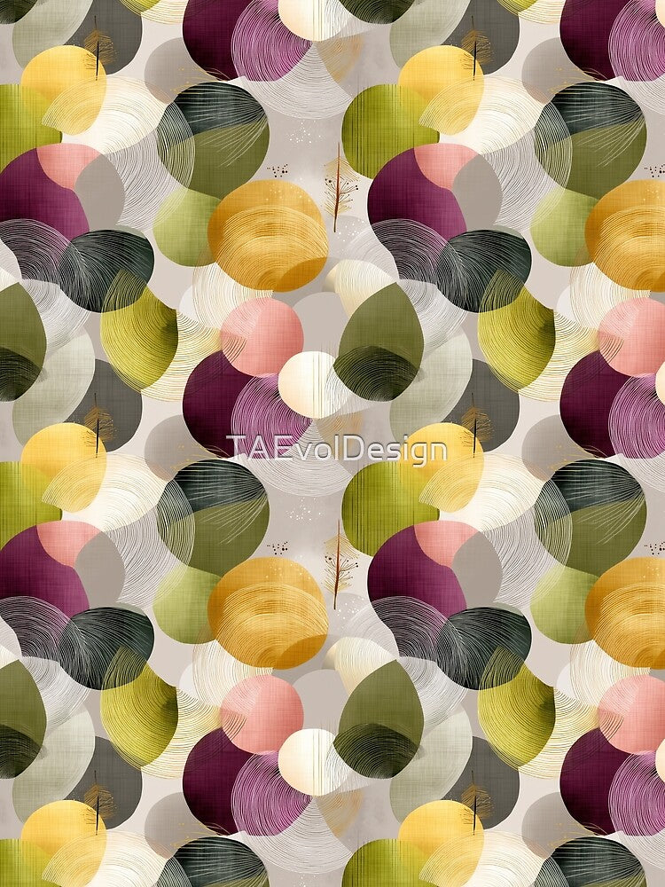 Textured Overlapping Circles Abstract Seamless Pattern by Moisky Patterns