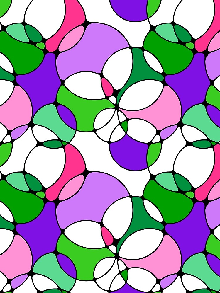 Neurographic Joy Abstract Overlapping Shapes Purple Pink Green by thecolorbirdie