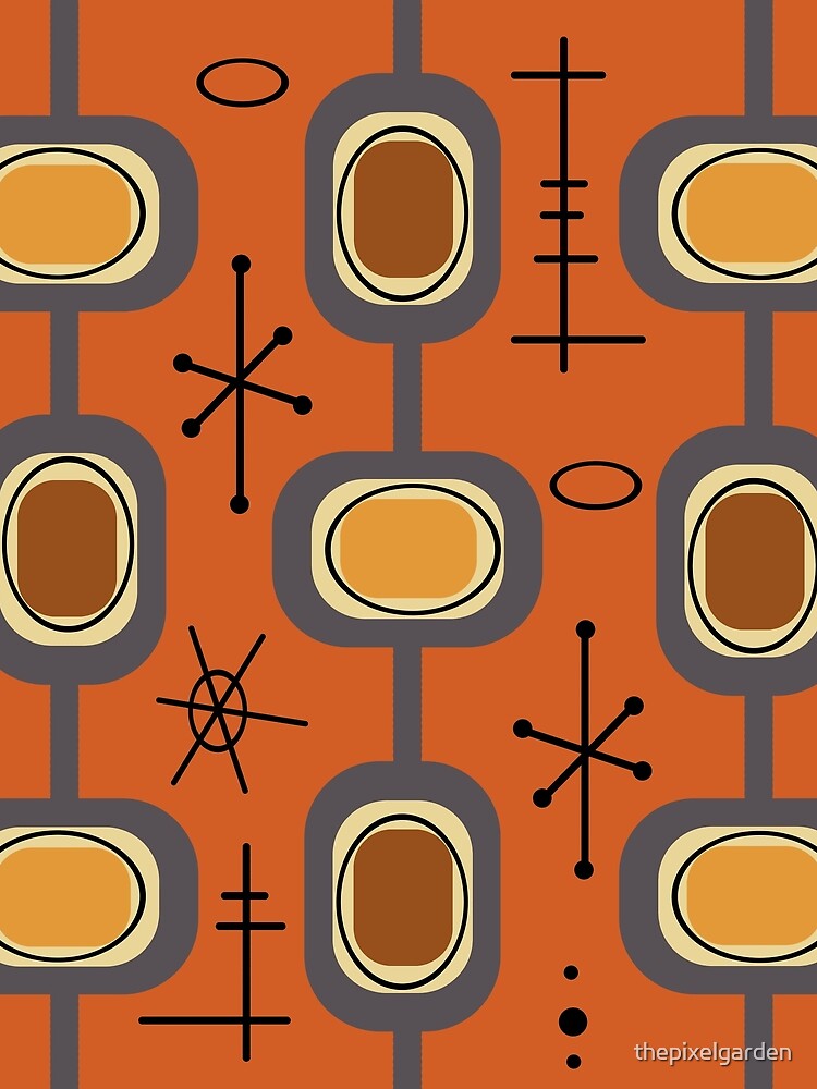 Space Age Geometric Art Burnt Orange by thepixelgarden