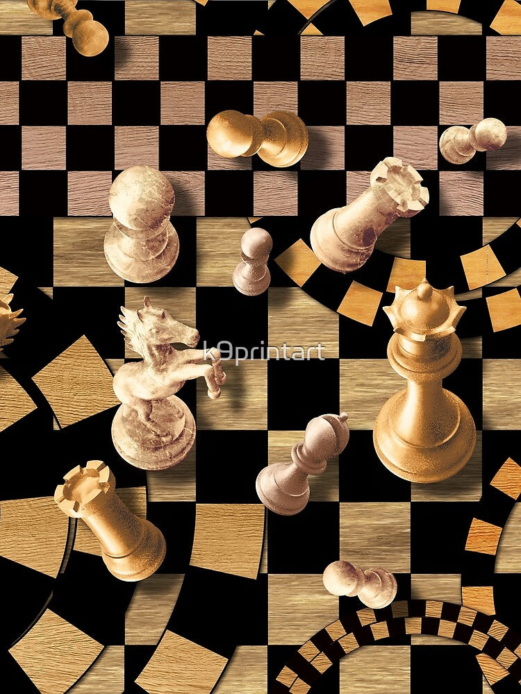 Chess Abstract Art - wooden textures by k9printart Unisex , , , Long Sleeve Tee