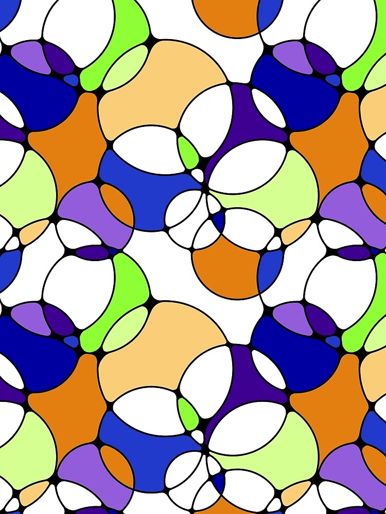 Neurographic Joy Abstract Overlapping Shapes Orange Blue Purple Green by thecolorbirdie