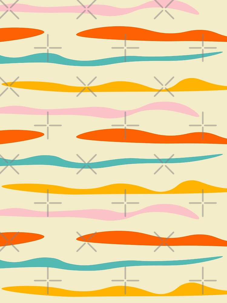 Mid Mod Waves Lines Beige by susycosta