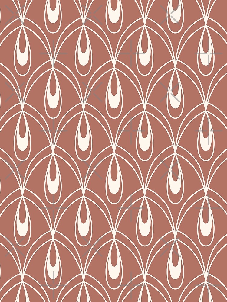 Art Deco Raindrops Scallop Fans Brown and Cream by Pinkdeer Designs