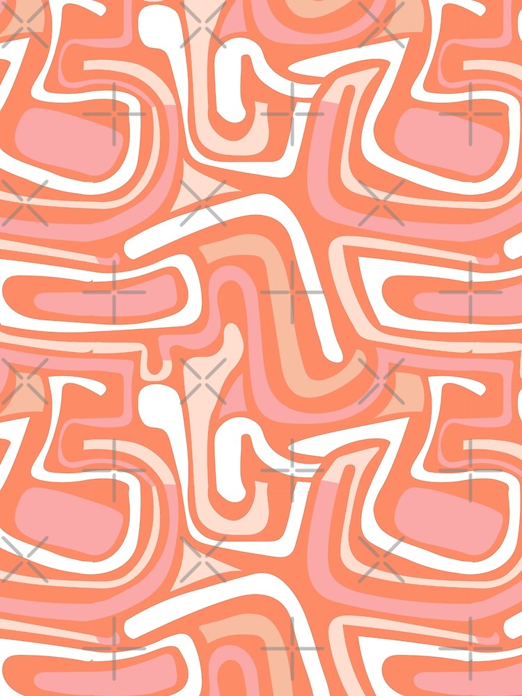Mid century modern abstract coral pink lines by SweetCoolVibes