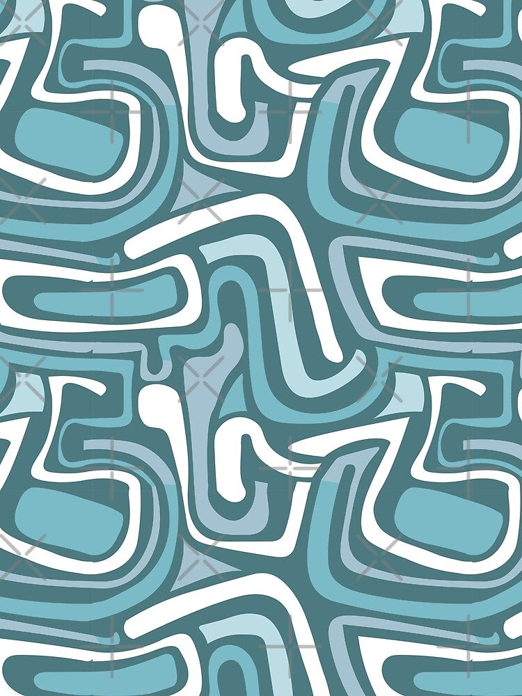 Mid century modern abstract blue lines by SweetCoolVibes