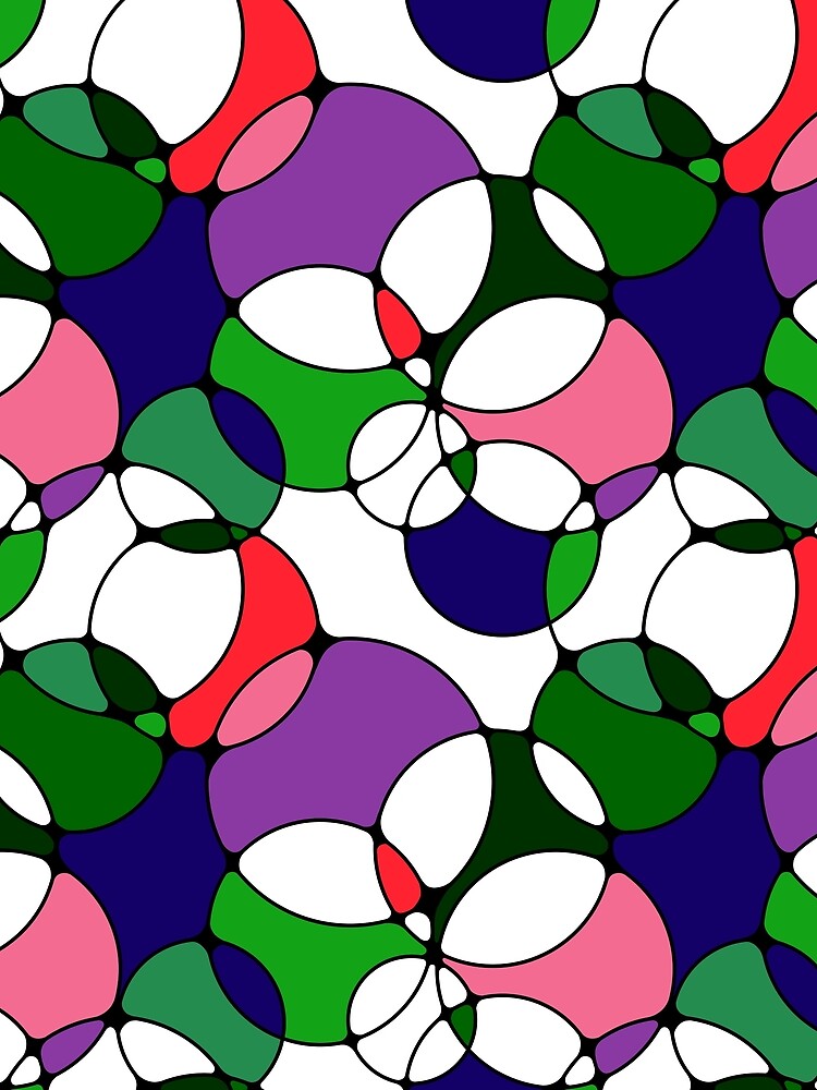 Neurographic Joy Abstract Overlapping Shapes Pink Blue Red Green Purple by thecolorbirdie