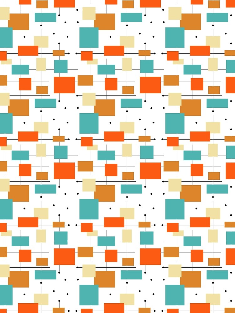Colorful Geometric Squares Mid Century Pattern by Orchard Berry