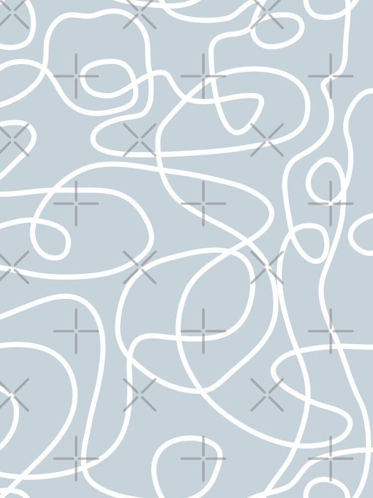 Doodle Line Art Pattern | White on Dusty Blue by itsjensworld