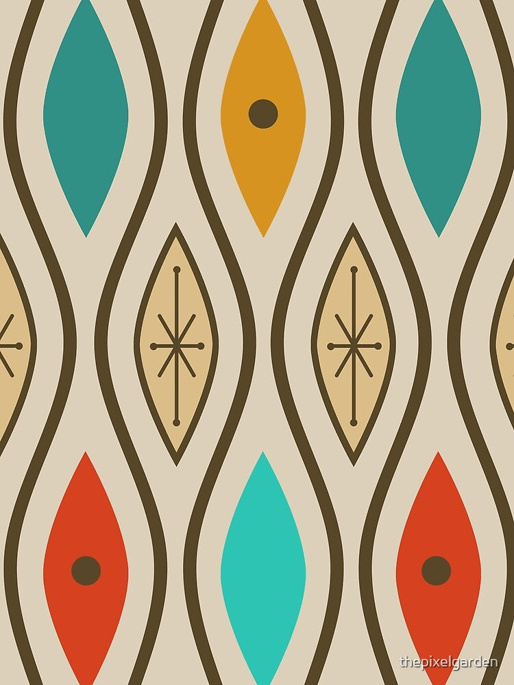 Retro Mid Century Modern Wavy Lines Colorful by thepixelgarden