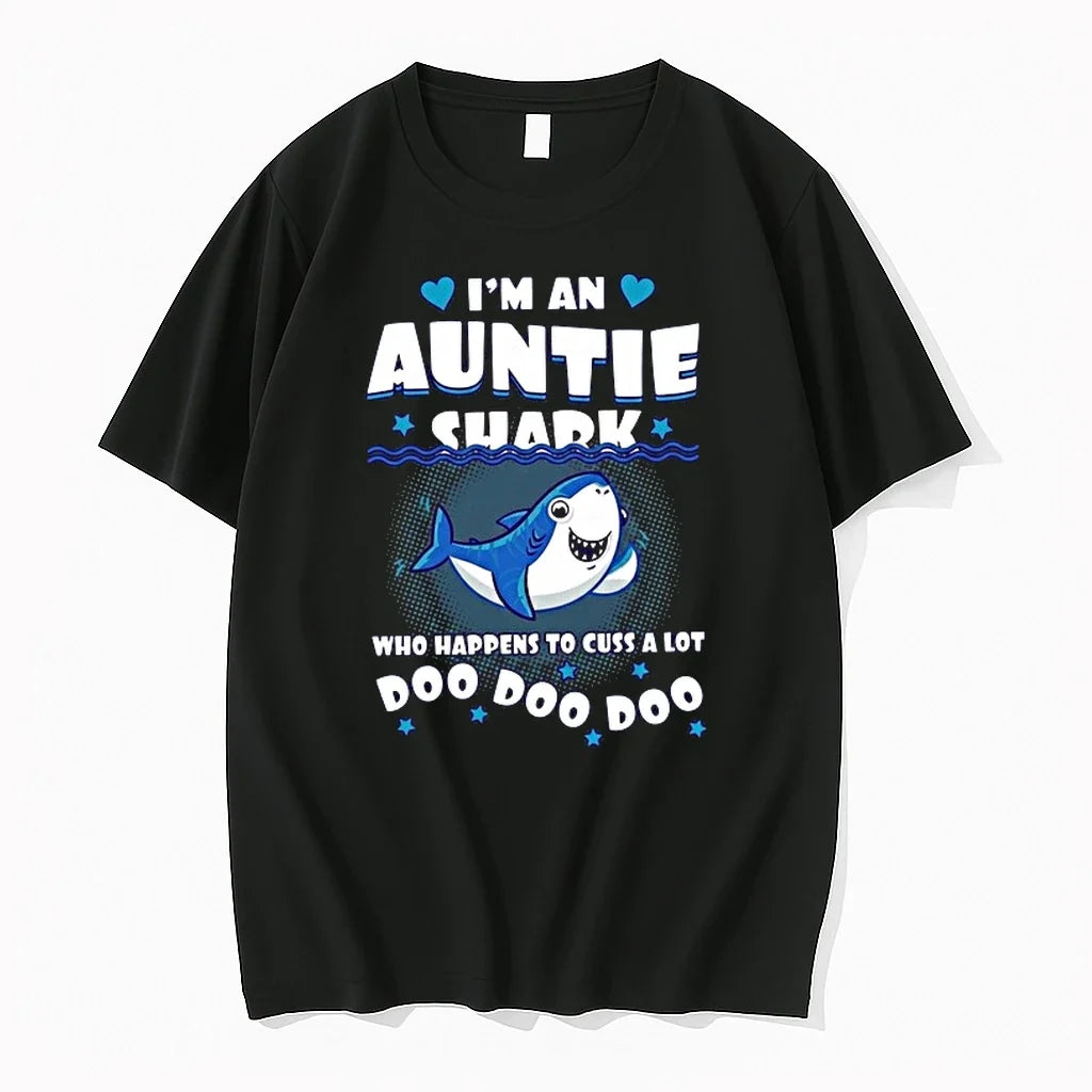 Im An Auntie Shark Who Happens To Cuss A Lot Doo Doo Doo 0 Tshirts Unisex , , , Long Sleeve Tee