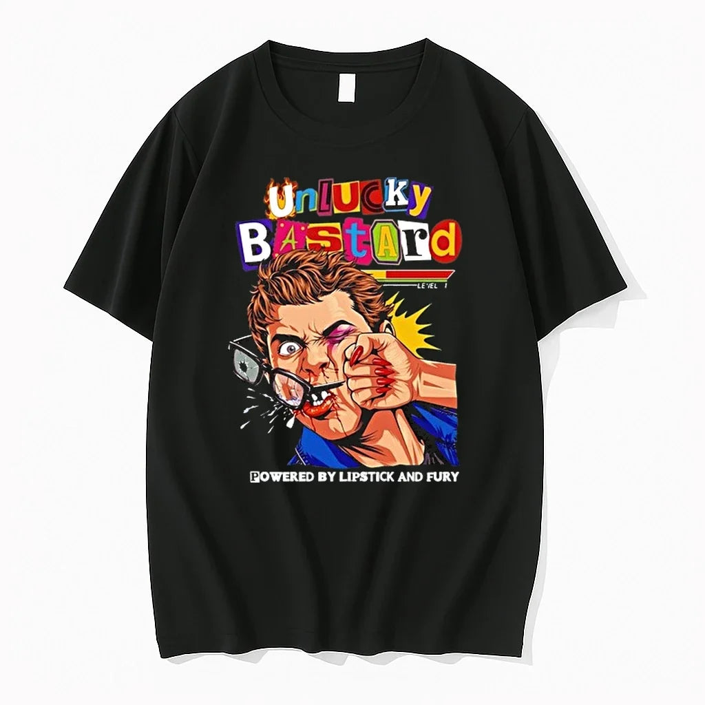 Man Unlucky Bastard Powered By Lipstick And Fury 0 Tshirts Sweater Unisex , , , Long Sleeve Tee
