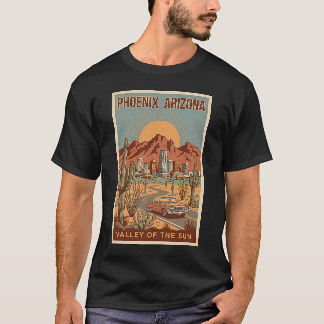 Phoenix Arizona Sun Illustration Travel Art Retro