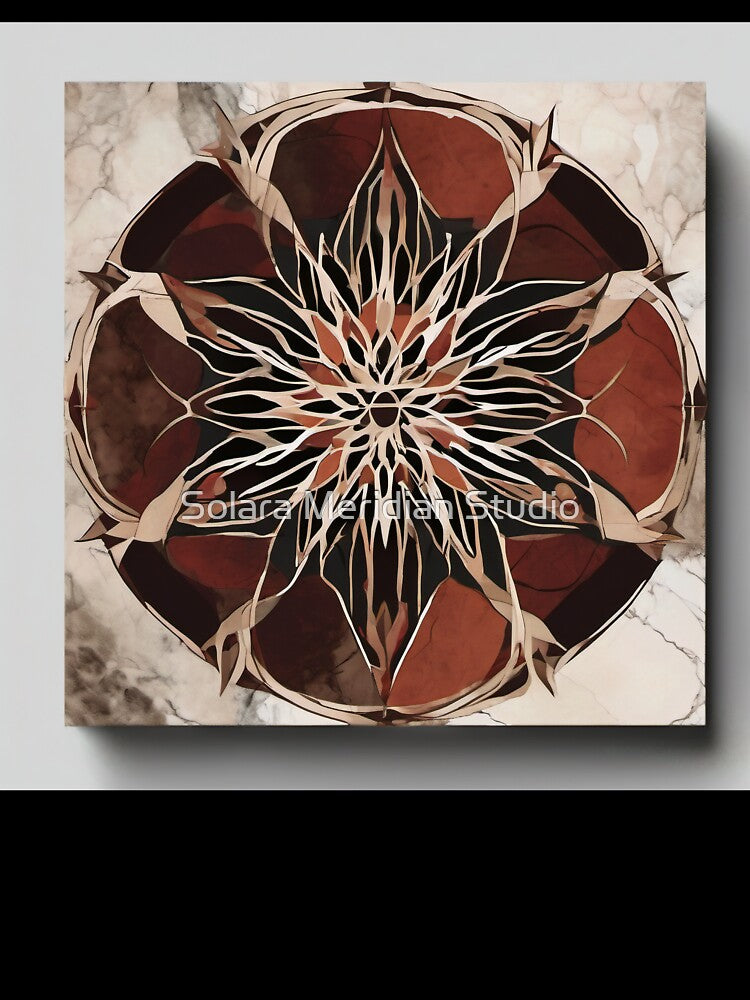 Ember Veil – Radiant Marble Mandala by Solara Meridian Studio