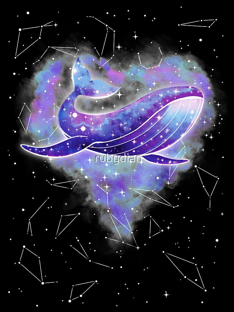 Purple Galaxy Space Whale Heart by rubydian