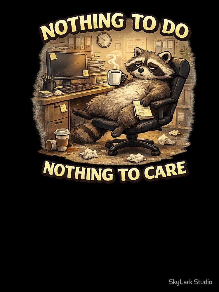 Lazy Office Raccoon by SkyLark Studio Unisex , , , Long Sleeve Tee