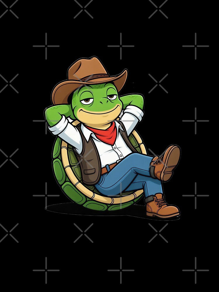 Relaxed Cowboy Turtle Chilling - Funny Western Animal by Threadnovax Unisex , , , Long Sleeve Tee