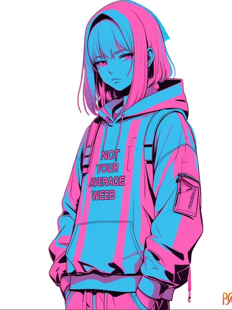 Minimalist anime character with glitch effect by WovennDesigns Unisex , , , Long Sleeve Tee